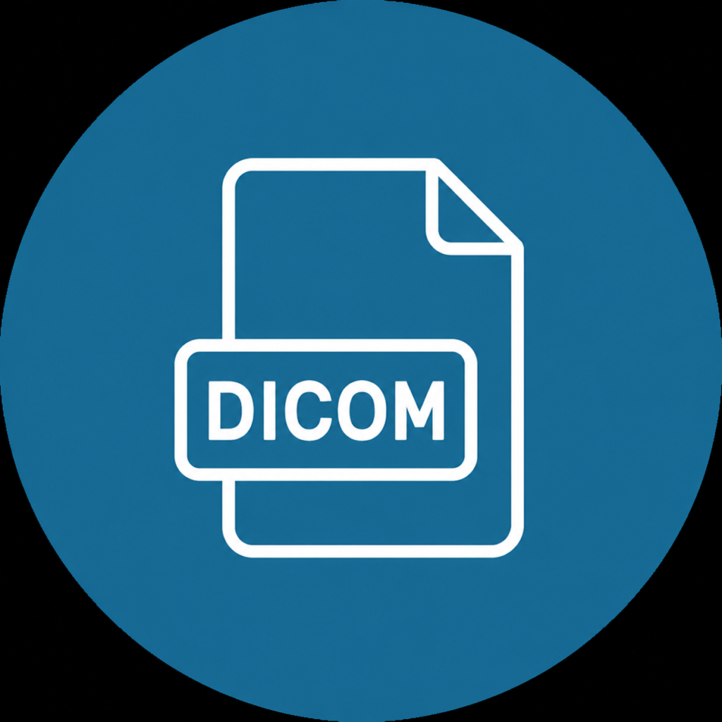 Icono DICOM para gestión de imagen médica e integración PACS en hospitales